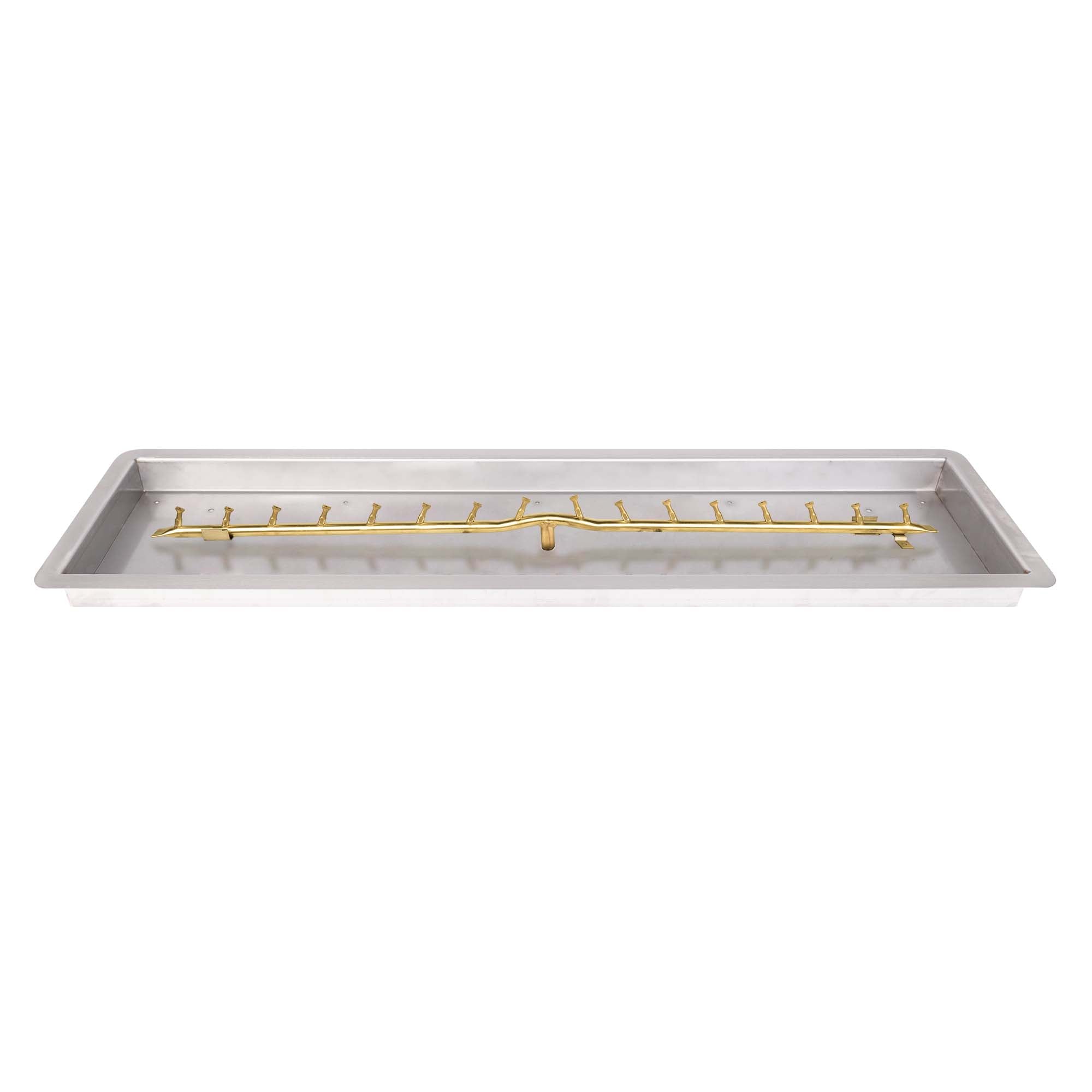 The Outdoor Plus Rectangular Drop-in Pan with Brass Linear Bullet Burner