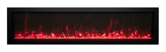 Remii by Amantii 45" Extra Slim Wall Mount Electric Fireplace with Black Steel Surround- WM-SLIM-45- Front View With 3D Glass Red Flame