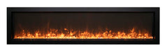 Remii by Amantii 45" Extra Slim Wall Mount Electric Fireplace with Black Steel Surround- WM-SLIM-45- Front View With Ember, Red and Yellow Flame