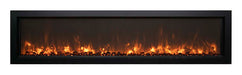 Remii by Amantii 55" Extra Slim Wall Mount Electric Fireplace with Black Steel Surround- WM-SLIM-55- Front View With Yellow Flame