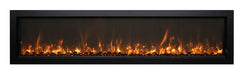 Remii by Amantii 65" Extra Slim Wall Mount Electric Fireplace with Black Steel Surround- WM-SLIM-65- Front View Sable Yellow Flame