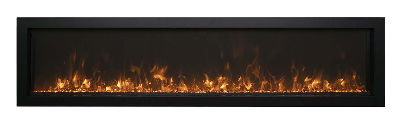 Remii by Amantii 65" Extra Slim Wall Mount Electric Fireplace with Black Steel Surround- WM-SLIM-65- Main View