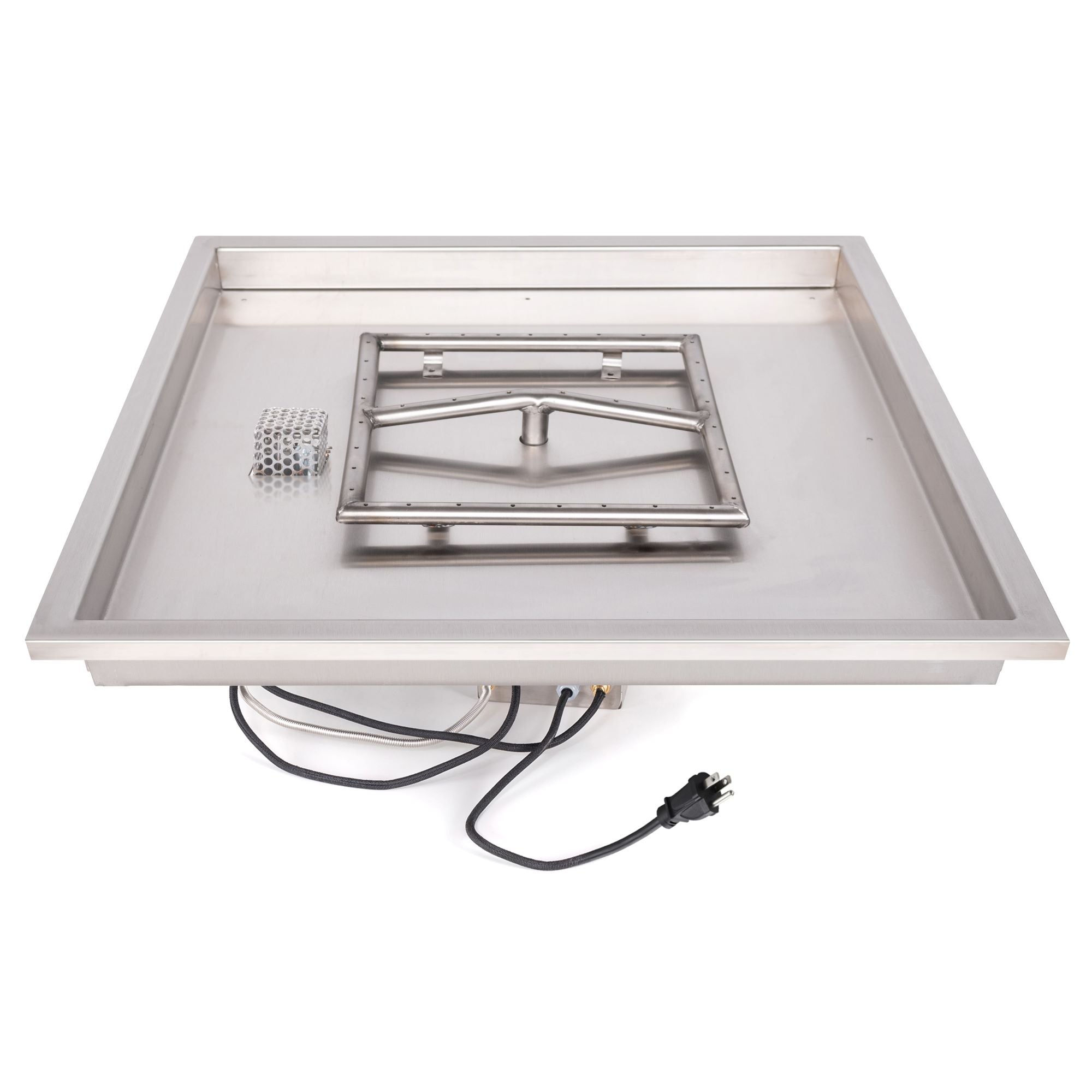 The Outdoor Plus Squared Raised Lip Drop-in Pan with Stainless Steel Square Burner