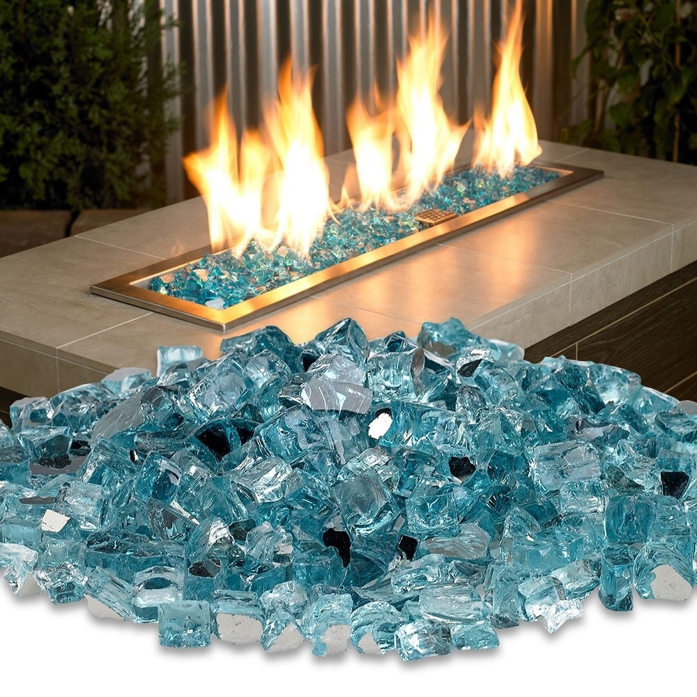 Hiland Reflective Fire Glass - Sky Blue