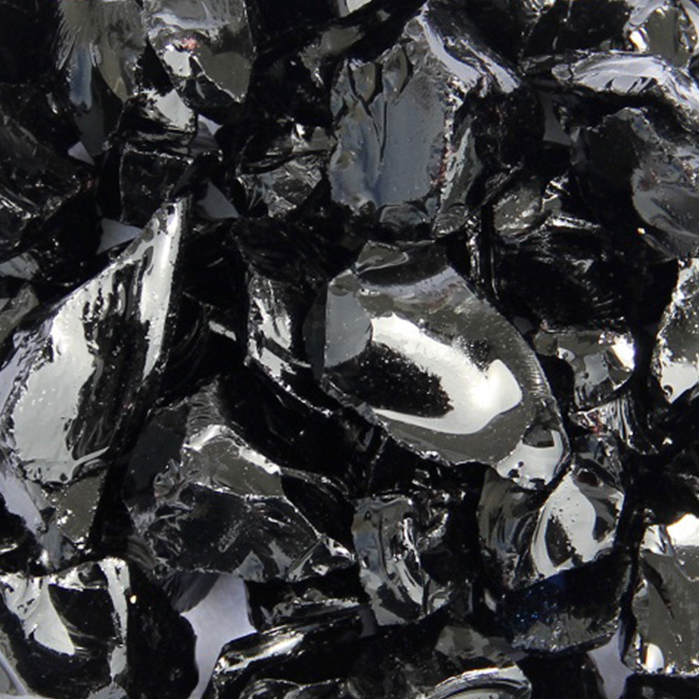 Hiland Recycled Fire Glass for Fire Pits - Black