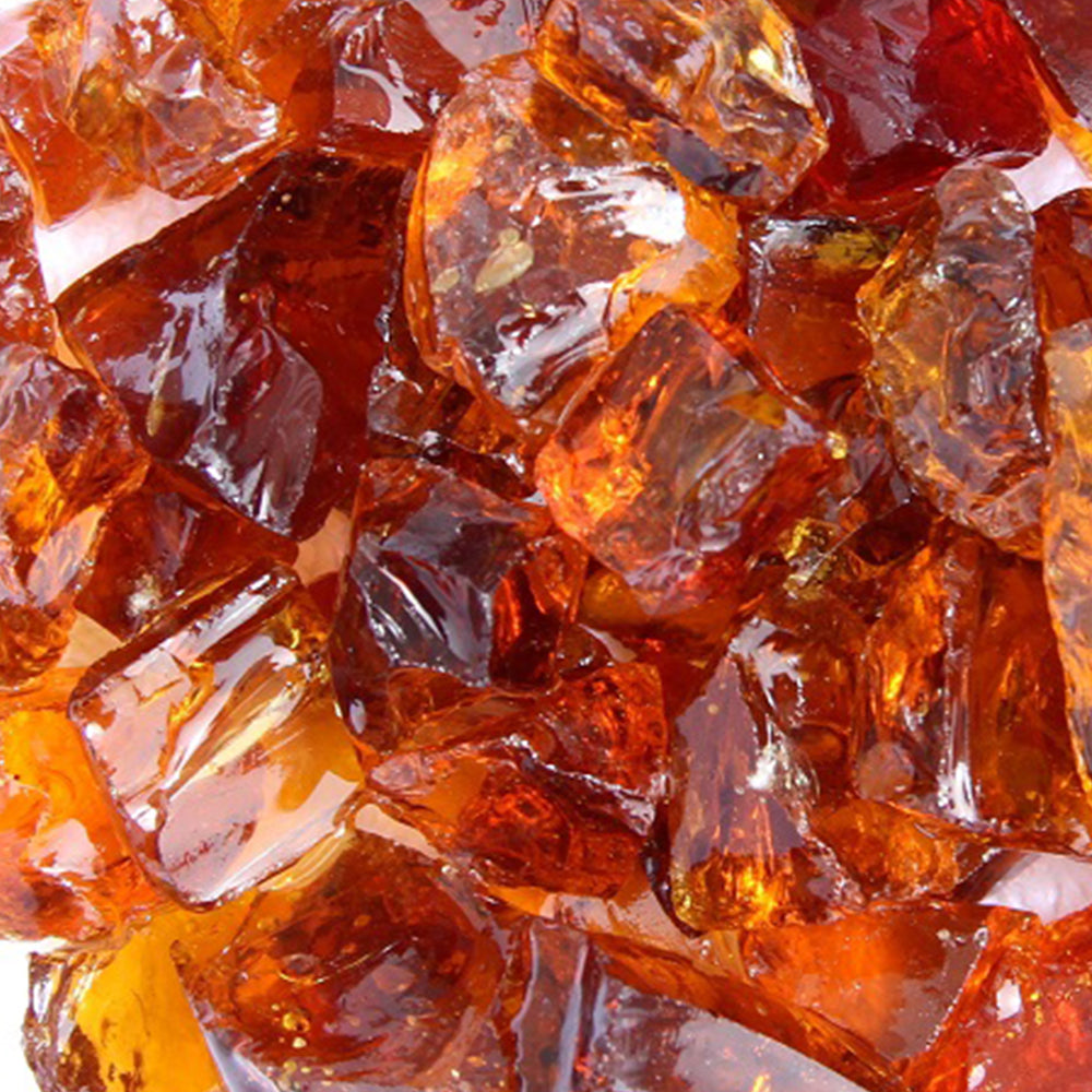 Hiland Recycled Fire Glass for Fire Pits - Amber