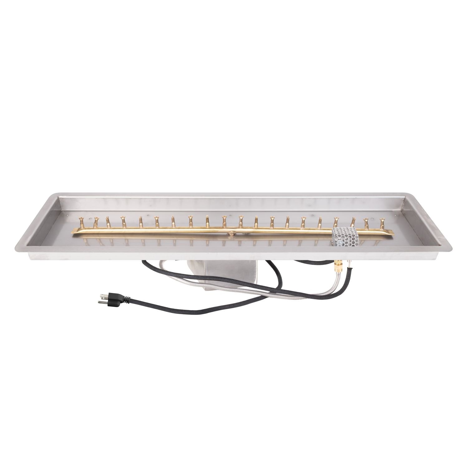 The Outdoor Plus Rectangular Drop-in Pan with Brass Linear Bullet Burner