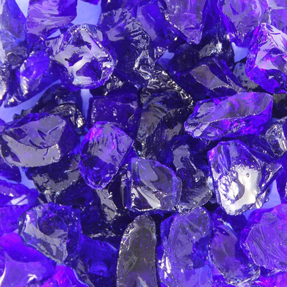 Hiland Recycled Fire Glass for Fire Pits - Cobalt Blue