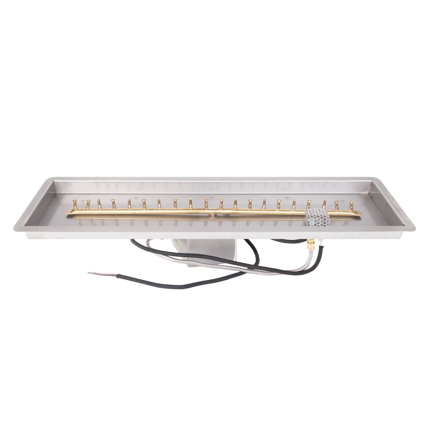 The Outdoor Plus Rectangular Drop-in Pan with Brass Linear Bullet Burner
