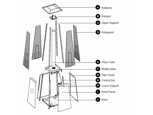 Hiland Residential Quartz Glass Tube Replacement 49.5" Tall