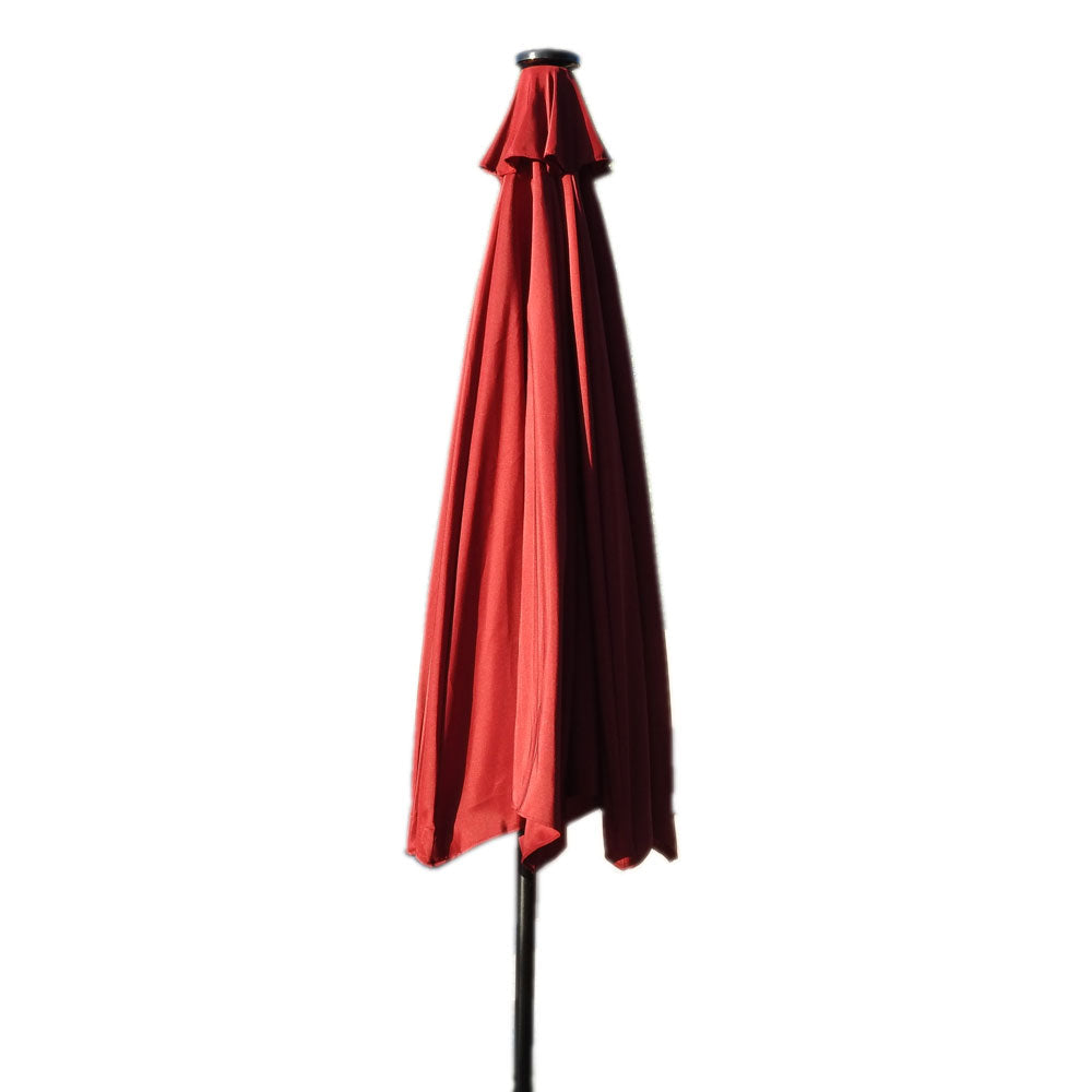 Hiland Solar Market Umbrella with Lights - Red