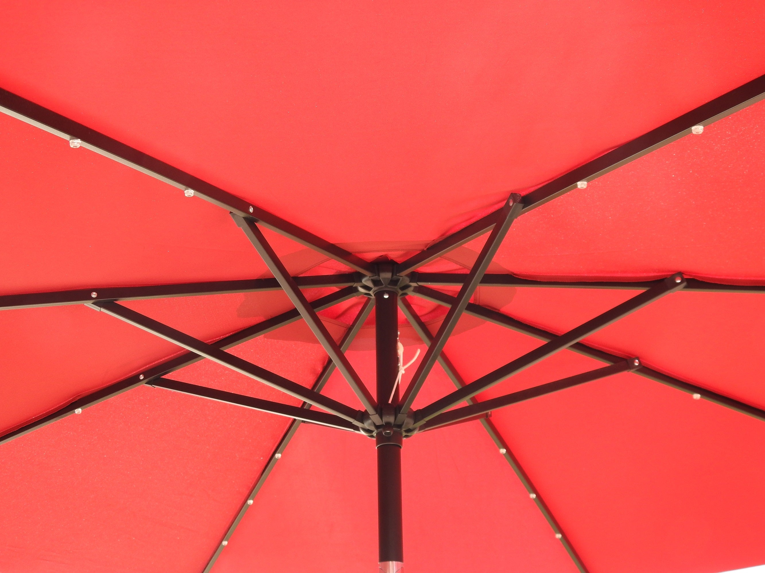 Hiland Solar Market Umbrella with Lights - Red