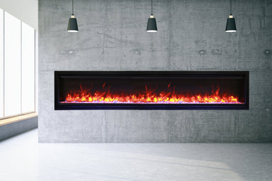 Amantii 100" Symmetry 3.0 Extra Tall Built-in Smart WiFi Electric Fireplace -SYM-100-XT- Lifestyle Concrete Wall