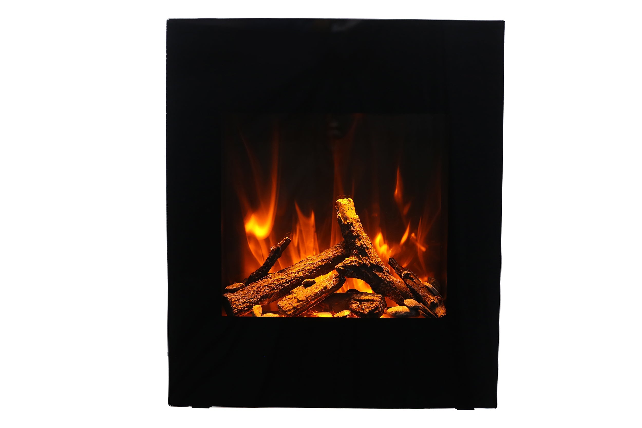Amantii 24" Zero Clearance Electric Fireplace with Black Glass Surround and Log Set -WM-BI-2428-VLR-BG- Main View