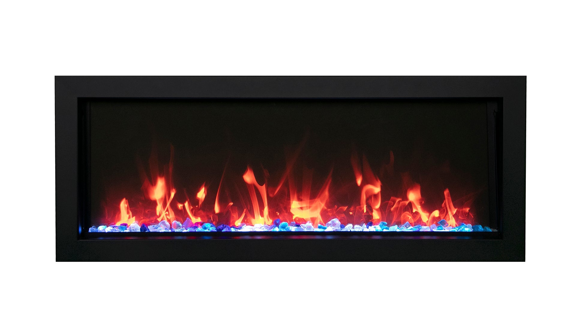 Amantii 30" Panorama Extra Slim Electric Fireplace -BI-30-XTRASLIM- Front View With Fire Glass 