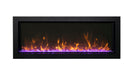 Amantii 30" Panorama Extra Slim Electric Fireplace -BI-30-XTRASLIM- Front View With Fire Glass Violet Flame