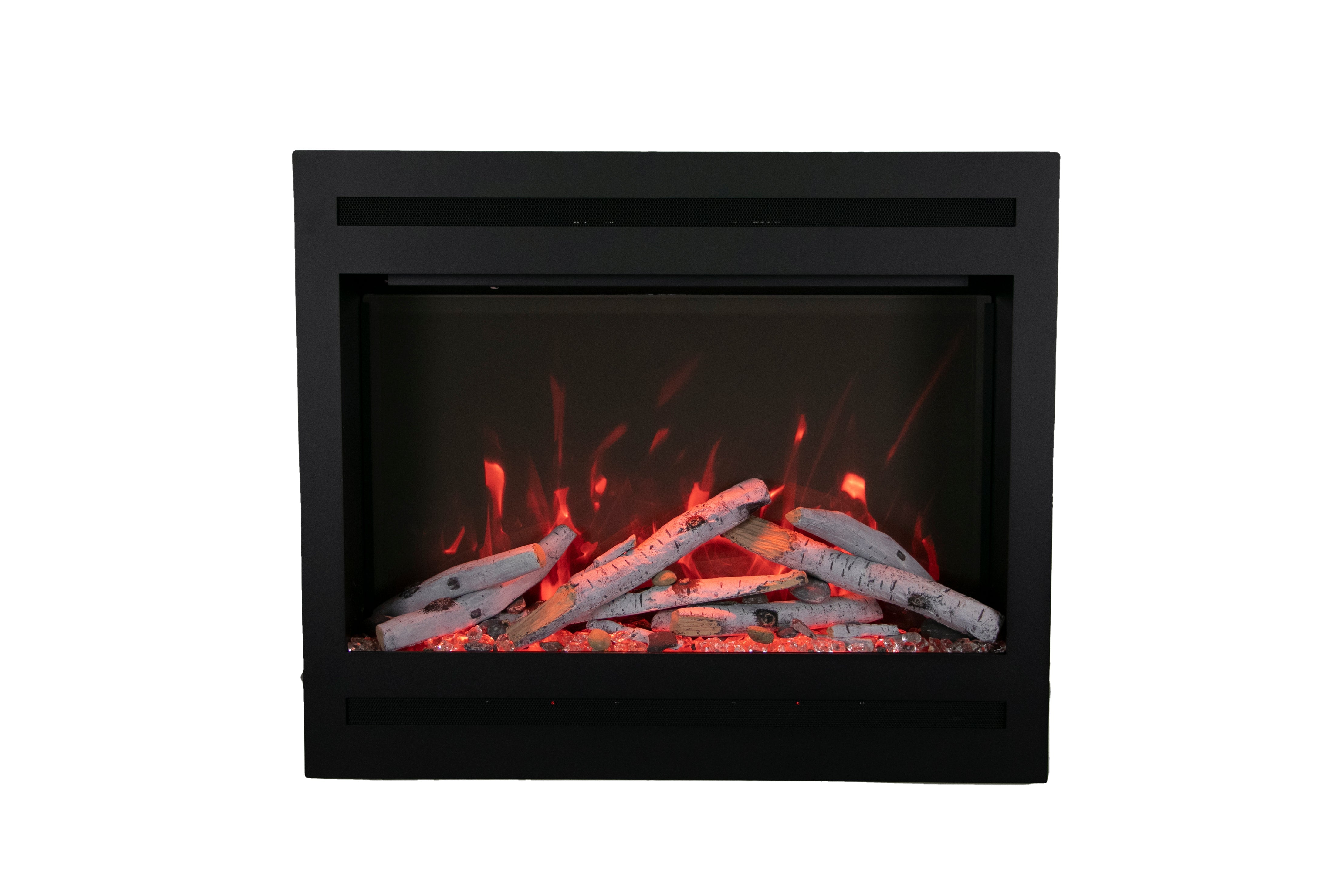 Amantii 31" Zero Clearance Electric Fireplace -ZECL-31-3228-STL- Front View Steel Surround Square