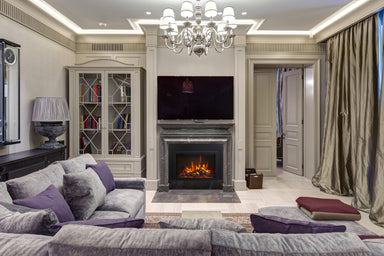 Amantii 33"/38"/44" TRD Traditional Bespoke Indoor/Outdoor Electric Insert Fireplace - Lifestyle Living Room