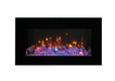 Amantii 34" Wall Mount/Flush Mount Electric Fireplace with Glass Surround -WM-FM-34-4423-BG- Front View With Violet Flame