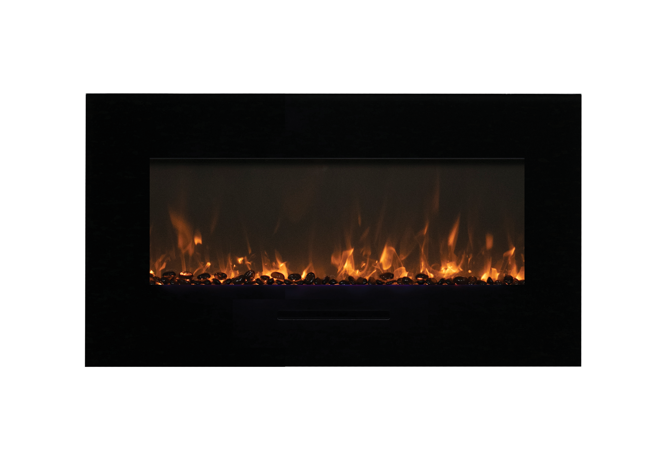 Amantii 34" Wall Mount/Flush Mount Electric Fireplace with Glass Surround -WM-FM-34-4423-BG- Main View