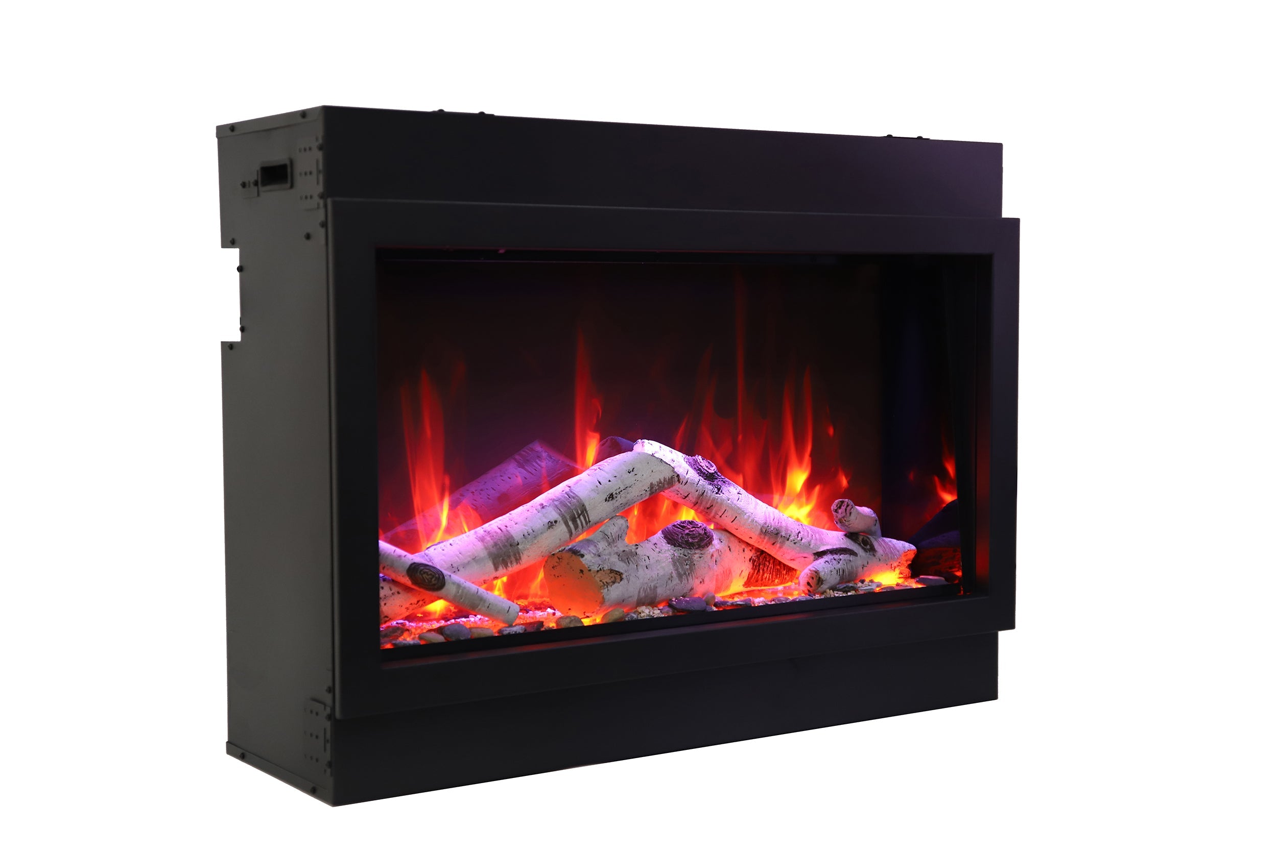 Amantii 40" Panorama Deep Extra Tall Electric Fireplace -BI-40-DEEP-XT- Right Facing With Birch Orange Flame