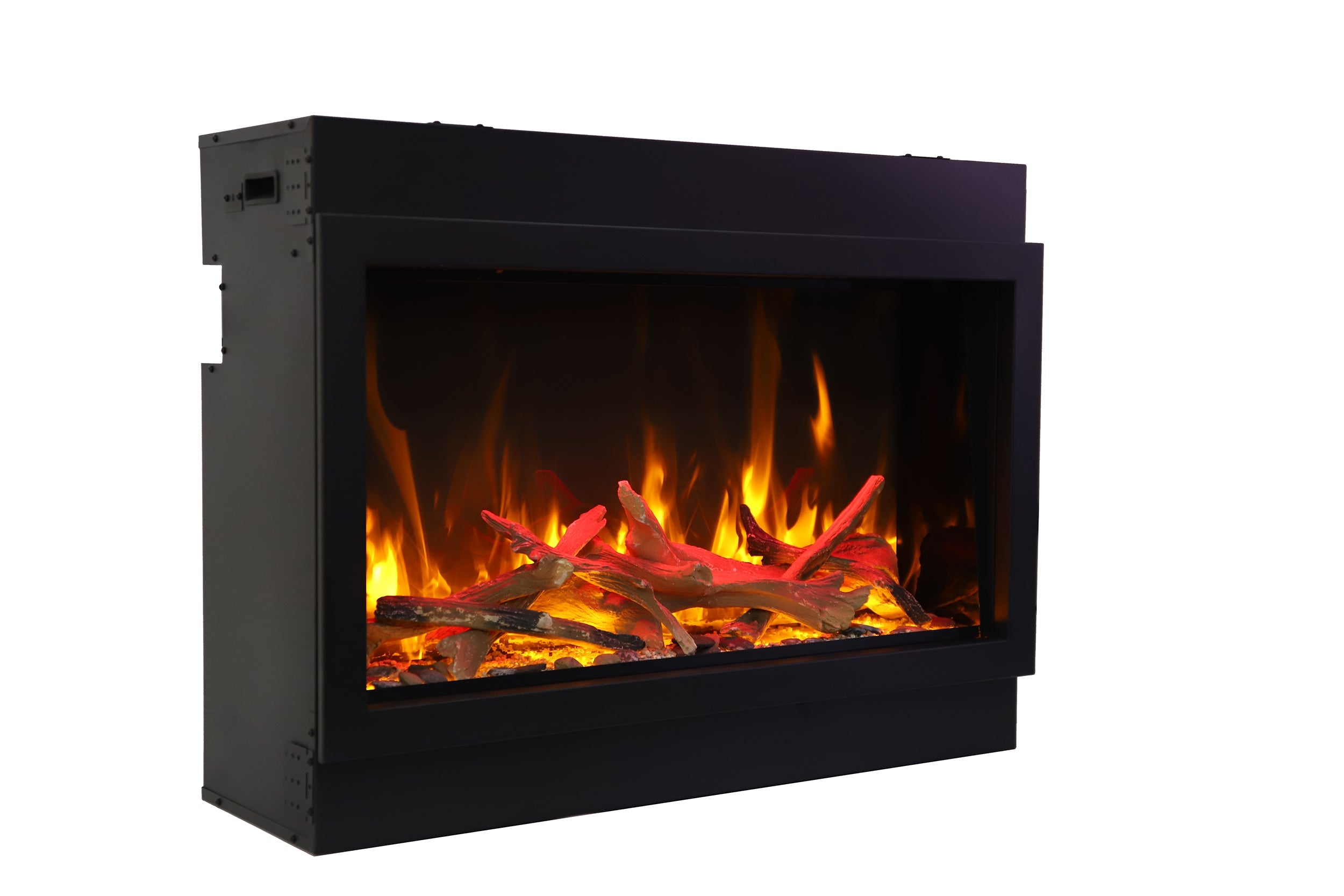 Amantii 40" Panorama Deep Extra Tall Electric Fireplace -BI-40-DEEP-XT- Right Facing With Drift Yellow Flame