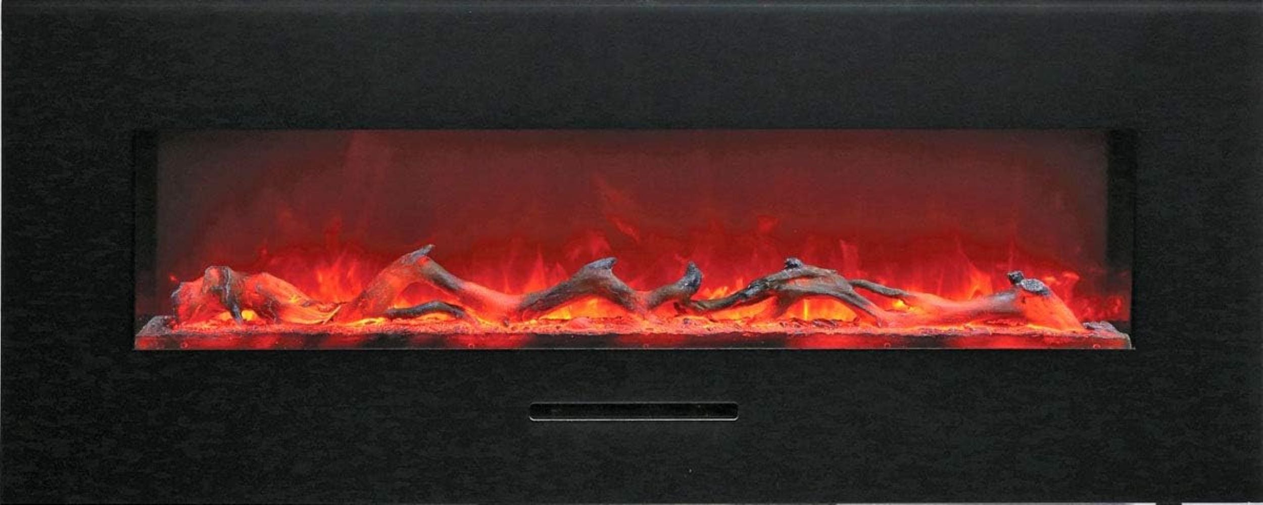 Amantii 48" Wall Mount/Flush Mount Electric Fireplace with Glass Surround -WM-FM-48-5823-BG- Logs
