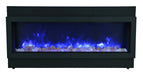 Amantii 50" Panorama Deep Indoor or Outdoor Electric Fireplace -BI-50-DEEP-OD- Front View With Fire Glass Blue Flame