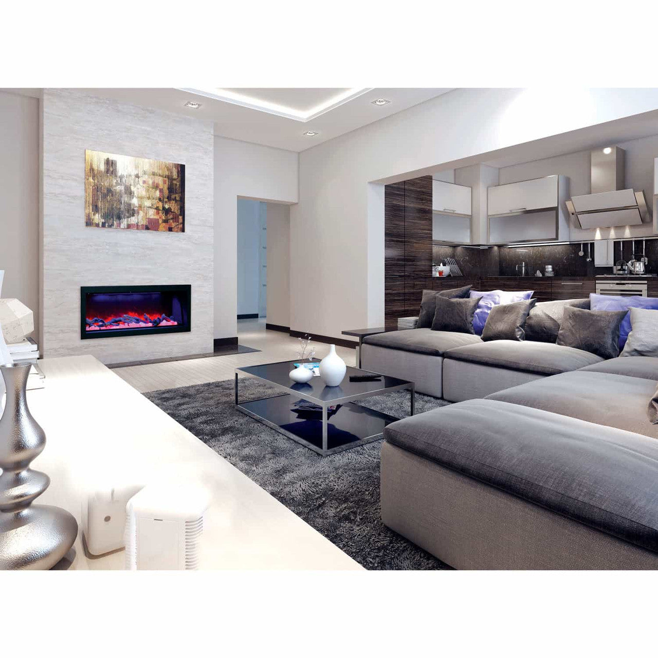 Amantii 50" Panorama Deep Indoor or Outdoor Electric Fireplace -BI-50-DEEP-OD- Lifestyle Living Room