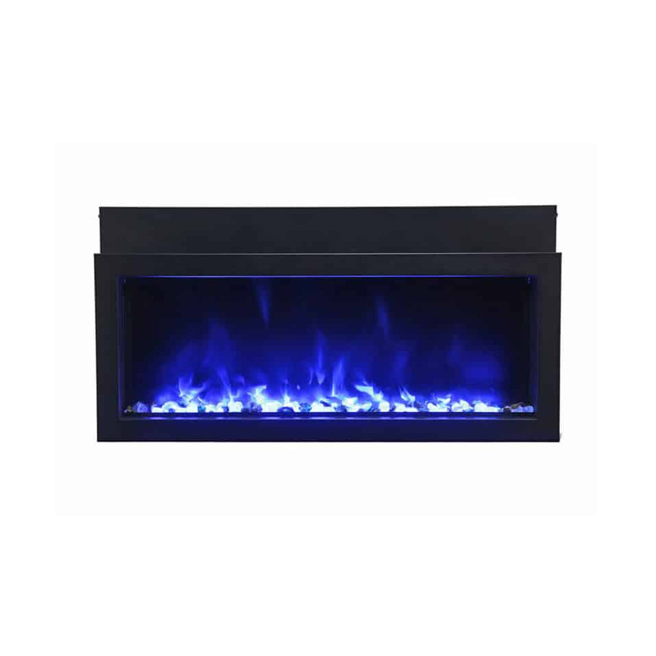 Amantii 50" Panorama Extra Slim Electric Fireplace -BI-50-XTRASLIM- Front View With Fire Glass Blue Flame