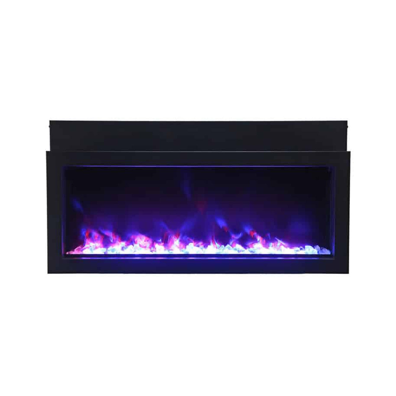 Amantii 50" Panorama Extra Slim Electric Fireplace -BI-50-XTRASLIM- Front View With Fire Glass Violet Flame