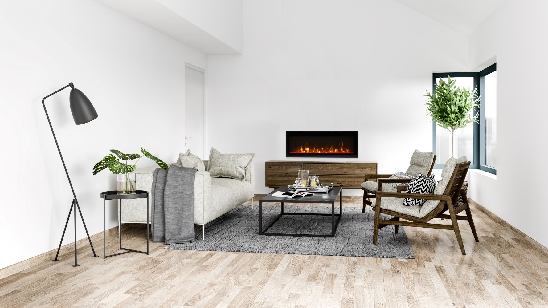 Amantii 50" Panorama Extra Slim Electric Fireplace -BI-50-XTRASLIM- Lifestyle Living Room