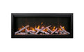 Amantii 50" Symmetry Bespoke Built-In Electric Fireplace with Wifi and Sound -SYM-50-BESPOKE- Front View With Logs Orange Flame