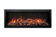 Amantii 50" Symmetry Bespoke Built-In Electric Fireplace with Wifi and Sound -SYM-50-BESPOKE- Front View With Logs Red Flame