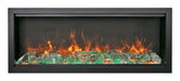 Amantii 50" Symmetry Bespoke Extra Tall Electric Fireplace -SYM-50-XT-BESPOKE- Front View With Fire Glass Green Flame