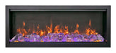 Amantii 50" Symmetry Bespoke Extra Tall Electric Fireplace -SYM-50-XT-BESPOKE- Front View With Fire Glass Violet Flame