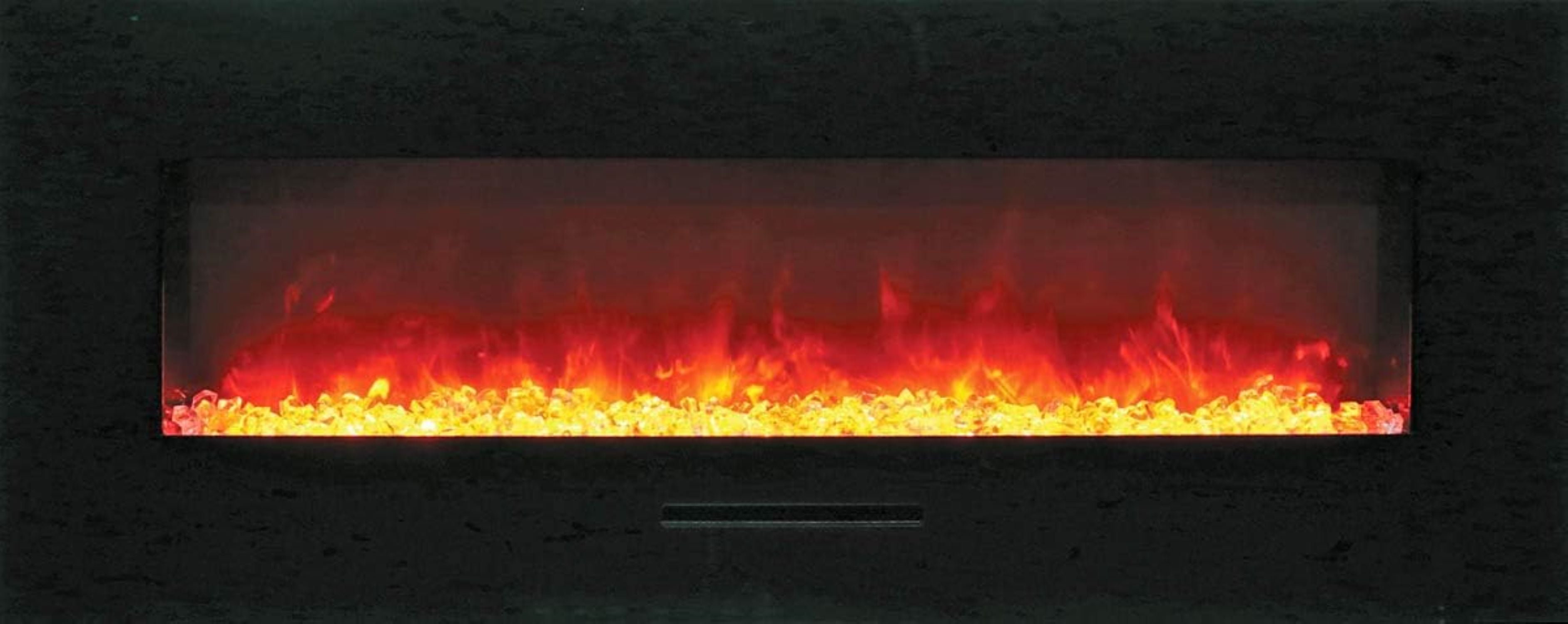 Amantii 50" Wall Mount/Flush Mount Electric Fireplace with Glass Surround -WM-FM-50-BG-3- Front View With Ice Flames