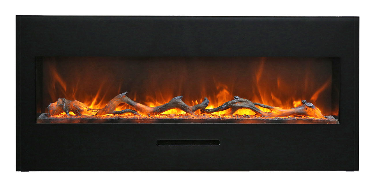 Amantii 50" Wall Mount/Flush Mount Electric Fireplace with Glass Surround -WM-FM-50-BG-3- Main View