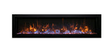 Amantii 60" Panorama Deep Indoor or Outdoor Electric Fireplace -BI-60-DEEP-OD- Front View With Fire Glass
