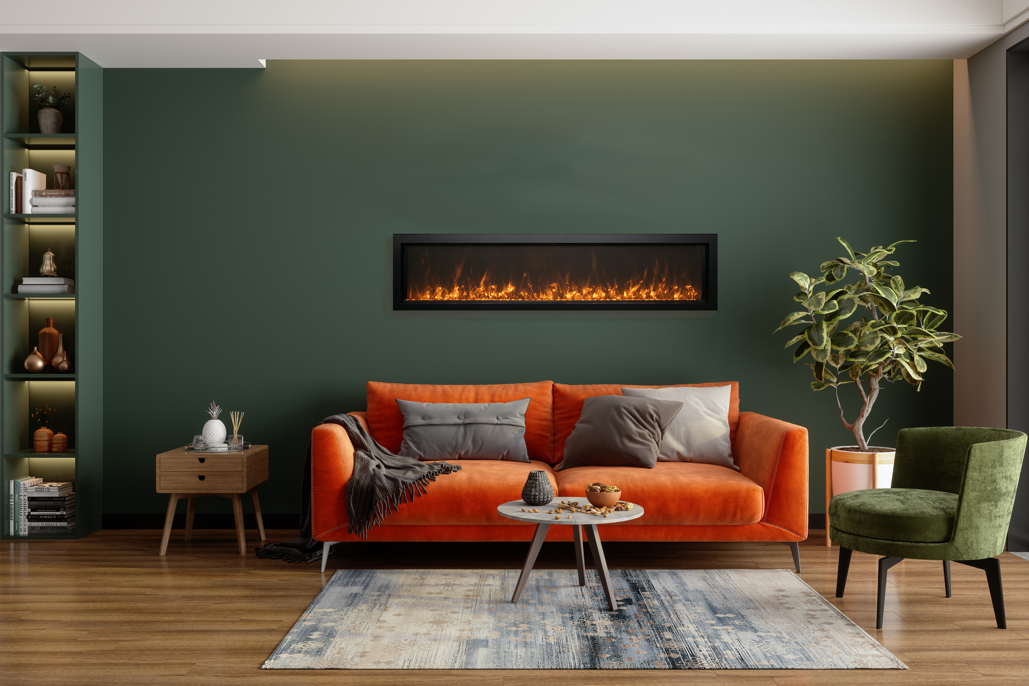 Amantii 60" Panorama Extra Slim Electric Fireplace -BI-60-XTRASLIM- Lifestyle Living Room