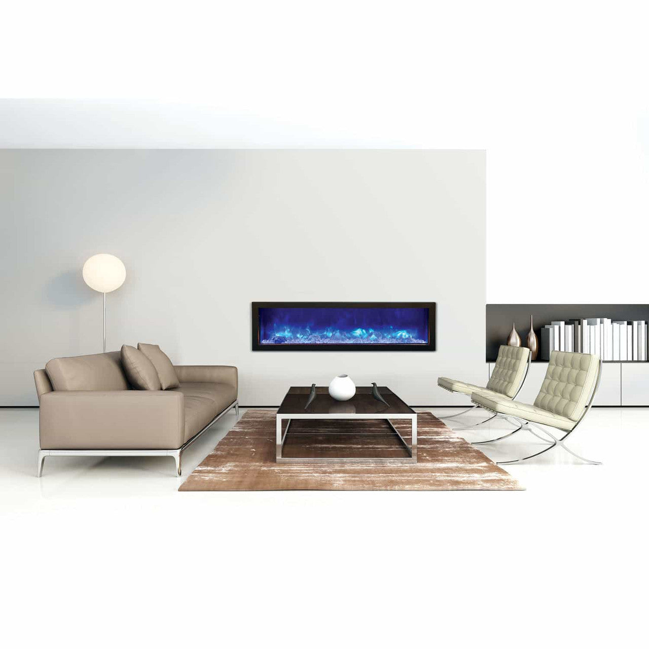 Amantii 60" Panorama Slim Indoor or Outdoor Electric Fireplace BI-60-SLIM-OD- Lifestyle Living Room