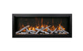 Amantii 60" Symmetry Bespoke Built-In Electric Fireplace with Wifi and Sound -SYM-60-BESPOKE- Front View With Logs Yellow Flame