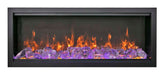 Amantii 60" Symmetry Bespoke Extra Tall Electric Fireplace -SYM-60-XT-BESPOKE- Front View With Fire Glass Violet Flame