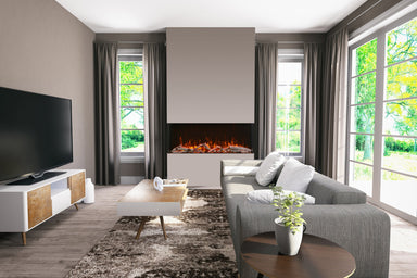 Amantii 60" Tru-View XL XT Three Sided Electric Fireplace -60-TRV-XT-XL- Lifestyle Living Room