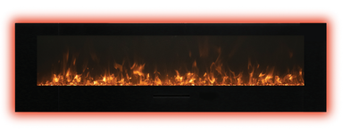 Amantii 72" Wall Mount/Flush Mount Electric Fireplace with Glass Surround -WM-FM-72-8123-BG- Main View