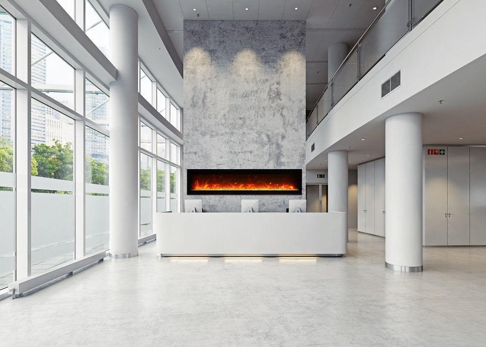 Amantii 88" Symmetry 3.0 Extra Tall Built-in Smart WiFi Electric Fireplace -SYM-88-XT- Lifestyle Reception