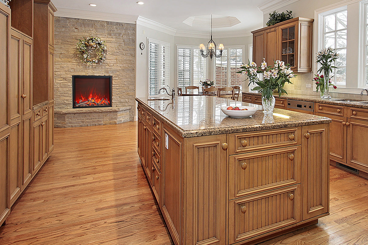 Amantii TRD 48" Traditional Series Built-In Electric Fireplace -TRD-48- Lifestyle Kitchen
