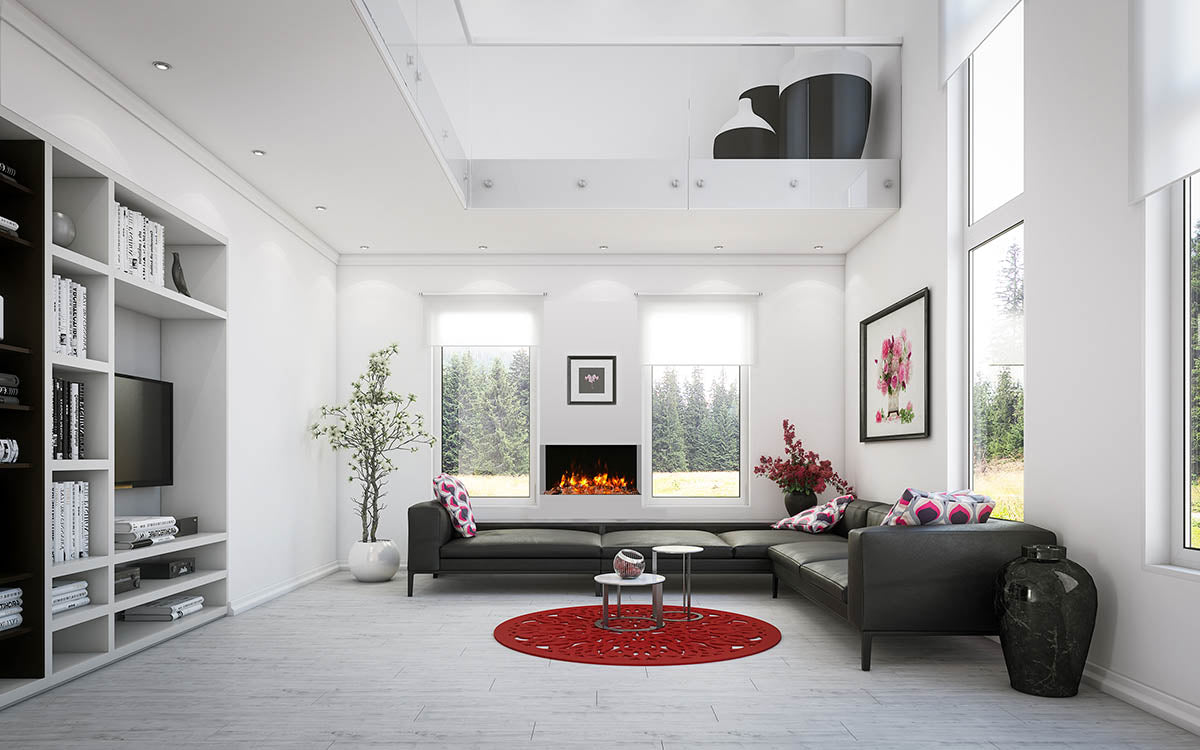 Amantii Tru-View 40" Three Sided Slim Glass Electric Fireplace -40-TRV-slim- Lifestyle Living Room