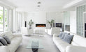 Amantii Tru-View 40" Three Sided Slim Glass Electric Fireplace -40-TRV-slim- Lifestyle Living Room Concrete White Wall