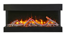Amantii Tru-View 50" Three Sided Slim Glass Electric Fireplace -50-TRV-slim- Front View With Logs